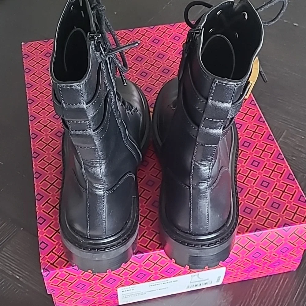Tory Burch T Hardware Combat Boots